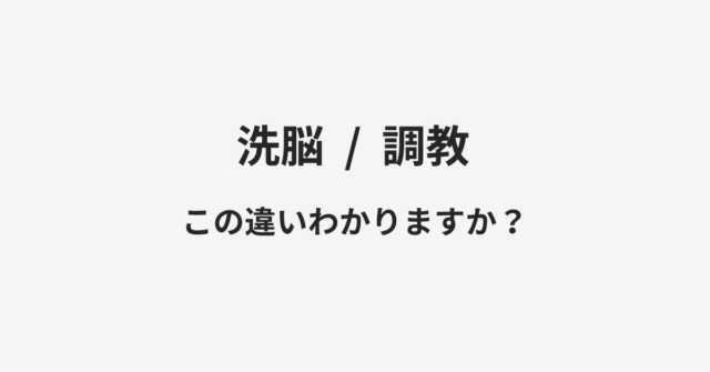 【洗脳】と【調教】の違いとは？例文付きで使い方や意味をわかりやすく解説