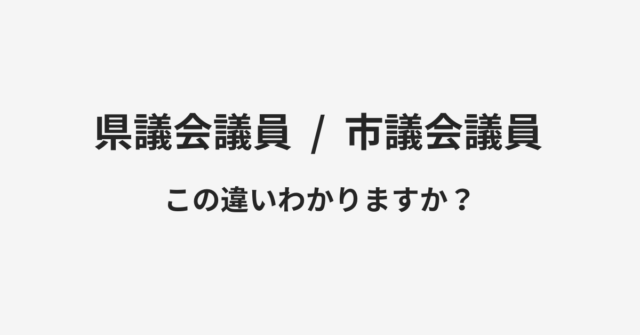 【県議会議員】と【市議会議員】の違いとは？例文付きで使い方や意味をわかりやすく解説