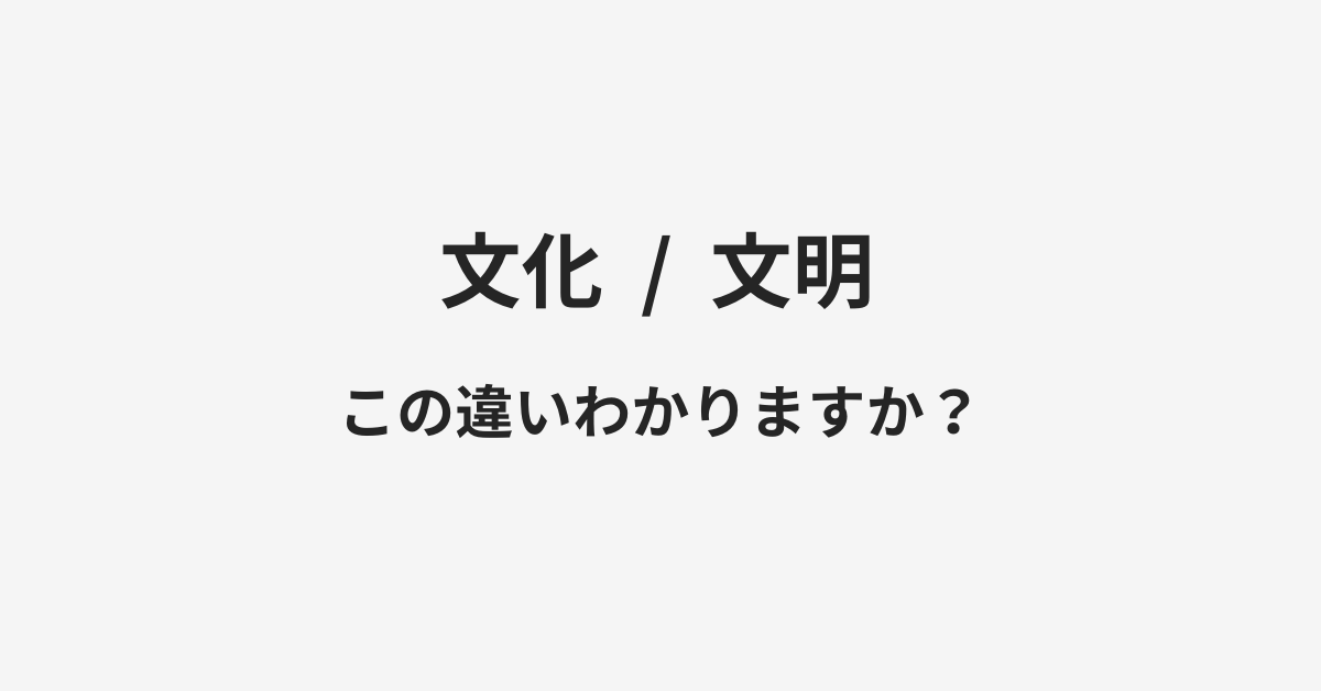 文化と文明の違い